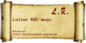 Leiter Rémusz névjegykártya